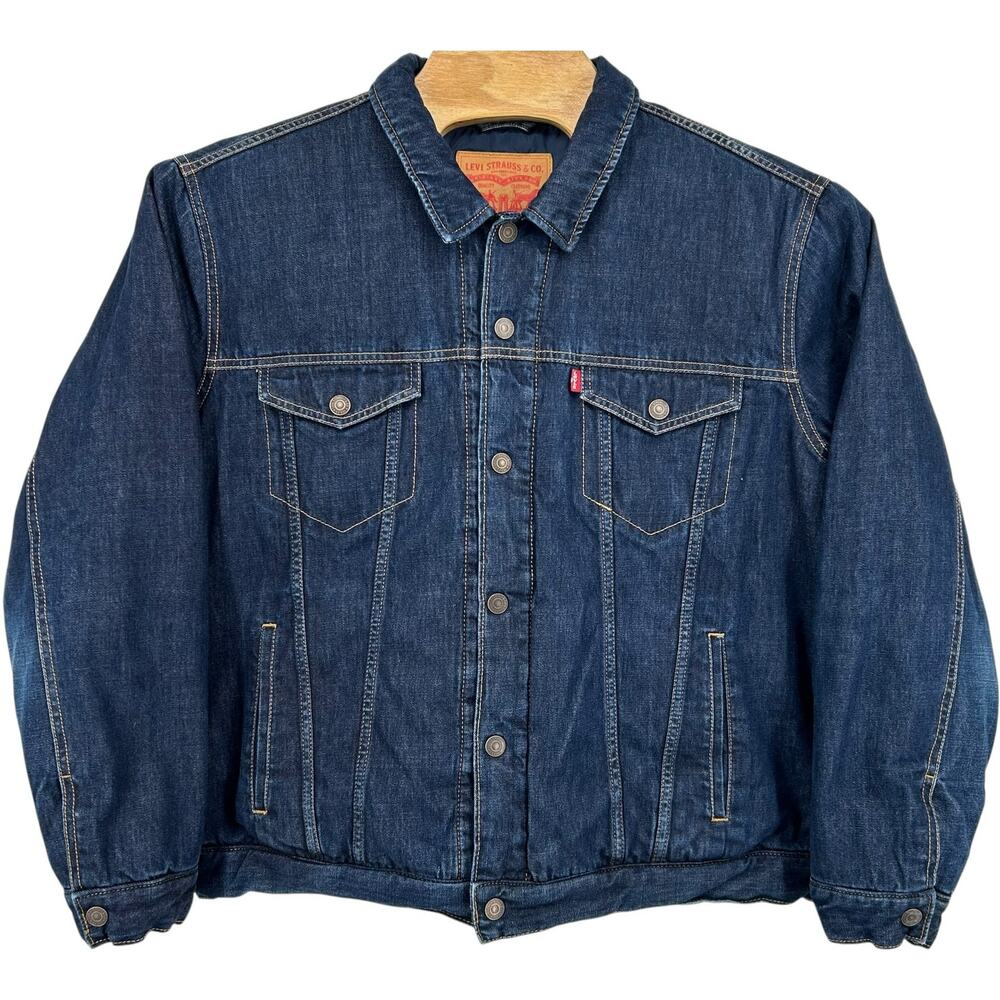 Men's Blue Denim Levi's Goose Down Feathers Jean Jacket XXL Style No. 21493